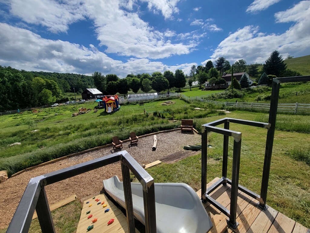 view of the farm from the top of the playgarden